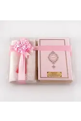 Seccade + Tesbih + Kuran Hediye Seti (Çanta Boy, Toz Pembe)