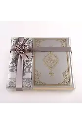 Seccade + Tesbih + Kuran Hediye Seti (Orta Boy, Gri, Ekonomik Cilt)