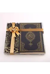 Seccade + Tesbih + Kuran Hediye Seti (Orta Boy, Siyah, Ekonomik Cilt)