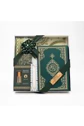 Takke + Esans + Tesbih + Seccade + Kuran Hediye Seti (Hafız Boy, Yeşil)