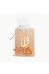 Gül Kokulu Tesbih + Yasin Hediye Seti (Çanta Boy, Tül Keseli, Gold)