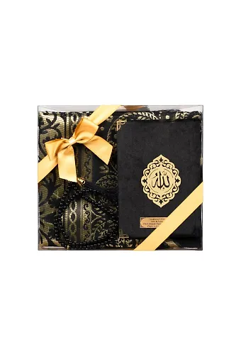 Yasin + Seccade + Tesbih Hediye Seti (Çanta Boy, Raşel Cilt, ŞemsLafzatullah, Siyah)