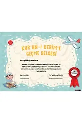 4-6 Yaş Kuran Kursu Kuranı Kerime Geçme Belgesi Su Yeşili