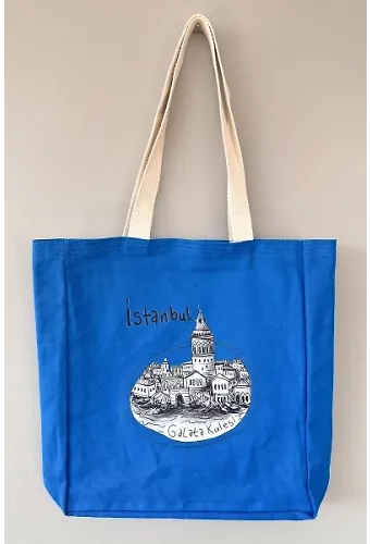 Bez Çanta Mavi Galata Kulesi