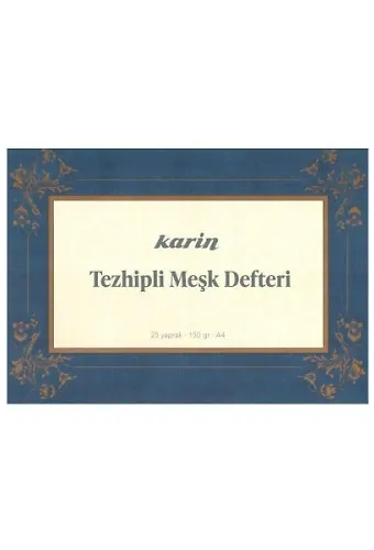 Karin Tezhipli Meşk Defteri No 1 A4 150 Gr 25 Yaprak