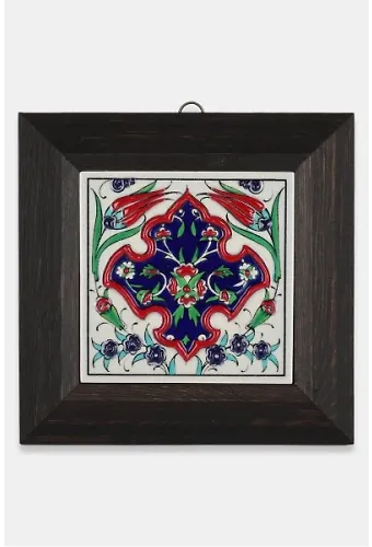 Kütahya Çini 10*10 Dç015 Lale Penç Hatayi Deseni Kırmızı Zemin