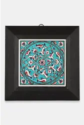 Kütahya Çini 10*10 Dç087 Rumi Deseni Turkuaz Zemin