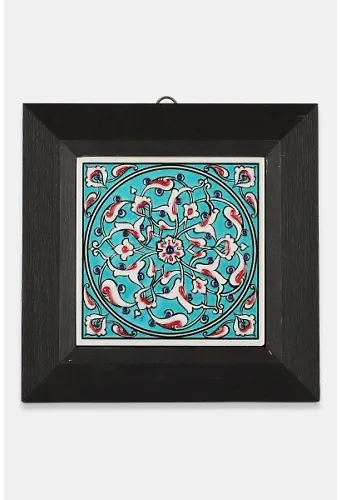Kütahya Çini 10*10 Dç087 Rumi Deseni Turkuaz Zemin