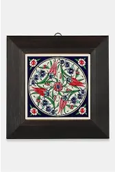 Kütahya Çini 10*10 Dç079 Lale Penç Deseni Kobalt Zemin