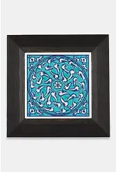 Kütahya Çini 10*10 Dç090 Rumi Deseni Mavi Beyaz Turkuaz Zemin