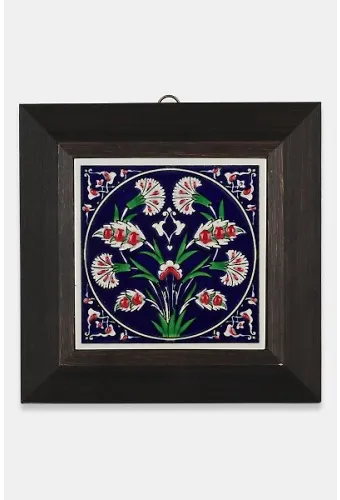 Kütahya Çini 10*10 Dç120 Hançer Yaprak Deseni Kobalt Zemin