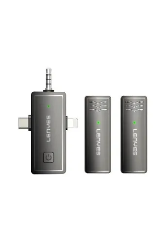 Lenyes Lm202 3in1 Type C & Lightning&3,5mm Portlu Kablosuz Yaka Mikrofonu