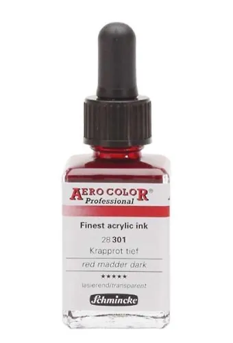 Schmincke Aero Color Akrilik Mürekkep 28 Ml 301 Red Madder Dark