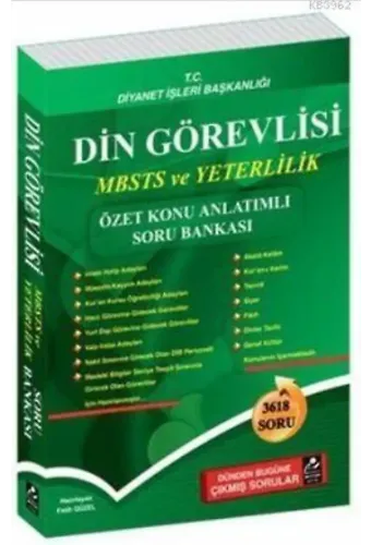 Din Görevlisi MBSTS ve Yeterlilik Özet Konu Anlatımlı Soru Bankası; 3618 Soru, Dünden Bugüne Çıkmış Sorular
