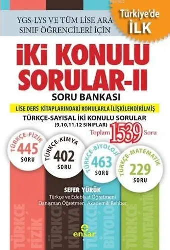 İki Konulu Sorular - II Soru Bankası; Türkçe-Sayısal İki Konulu Sorular