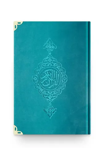 B.Cep Boy Kadife Kur'an-ı Kerim (Turkuaz, Yaldızlı, Mühürlü)
