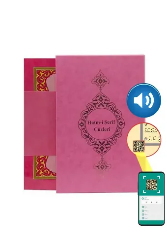 Orta Boy 30 Cüz Kur'an-ı Kerim (Pembe, Karton Kapak, Kutulu)