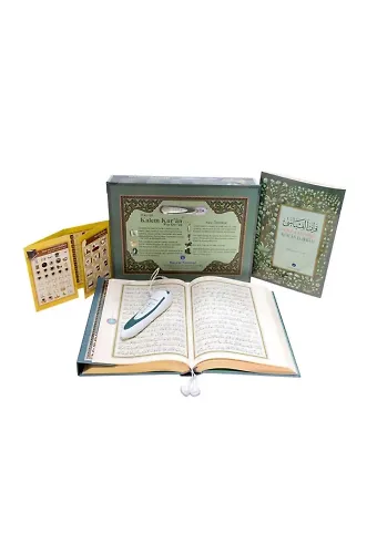 Kuran Okuyan Kalem Seti (Yeşil, Rahle Boy, Lüks Kutulu)
