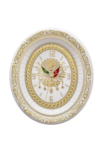Osmanlı Armalı Saat (Beyaz-Sarı, 32x37)