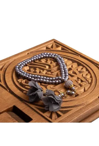 Gül Püsküllü Tesbih Gümüş (99lu - 6mm)