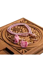 Gül Püsküllü Tesbih Bebe Pembe (99lu - 6mm)