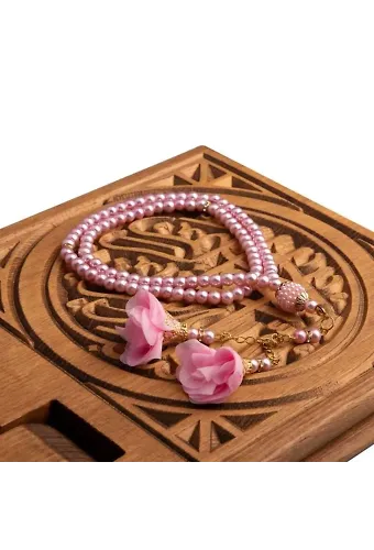 Gül Püsküllü Tesbih Bebe Pembe (99lu - 6mm)