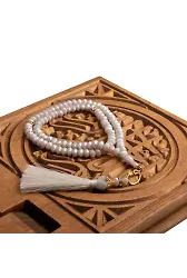 Kristal Rondelalı Tasarım Krem Tesbih (99lu - 8mm)