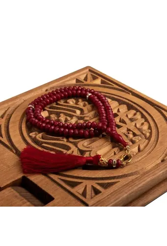 Kristal Rondelalı Tasarım Bordo Tesbih (99lu - 8mm)