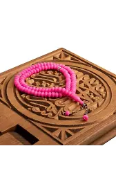 Kristal Rondelalı Tasarım Top Zincir Pembe Tesbih (99lu - 8mm)