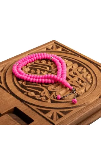 Kristal Rondelalı Tasarım Top Zincir Pembe Tesbih (99lu - 8mm)