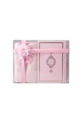 Termo Deri Hafız Boy Kuran-ı Kerim, Tesbih, Seccade Toz Pembe Set