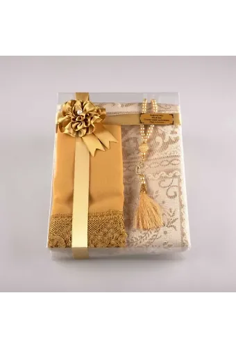 Tesbih Seccade Şal Set (Gold)