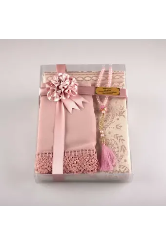 Tesbih Seccade Şal Set (Pudra Pembe)