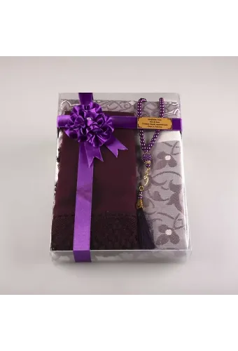 Tesbih Seccade Şal Set (Mor)