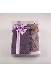 Şal + Seccade + Tesbih + Kuran Hediye Seti (Çanta Boy, Ekonomik Cilt, Siyah)