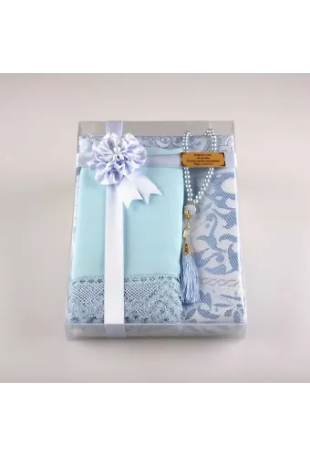 Tesbih Seccade Şal Set (Bebe Mavi)