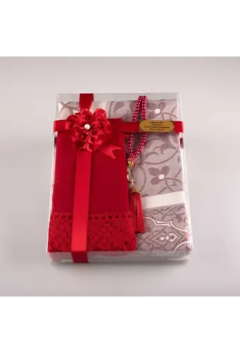 Tesbih Seccade Şal Set (Kırmızı)