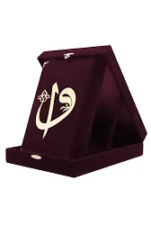 Kadife Kutulu Kur'an-ı Kerim (Çanta Boy, Elif-Vavlı, Bordo)