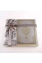 Seccade + Tesbih + Kuran Hediye Seti (Orta Boy, Gri, Ekonomik Cilt)
