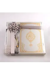 Şal + Seccade + Tesbih + Kuran Hediye Seti (Hafız Boy, Ekonomik Cilt, Gri)