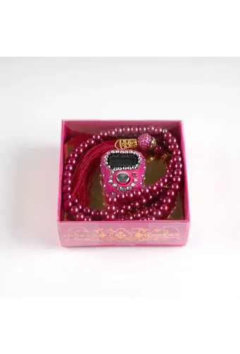 Boncuklu Zikirmatik + Tesbih Hediye Seti (Fuşya Pembe)