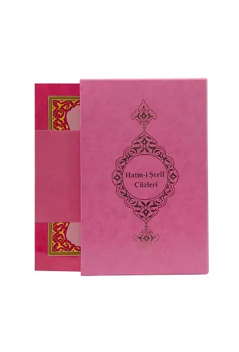 Orta Boy 30 Cüz Kuranı Kerim (Pembe, Karton Kapak, Kutulu)