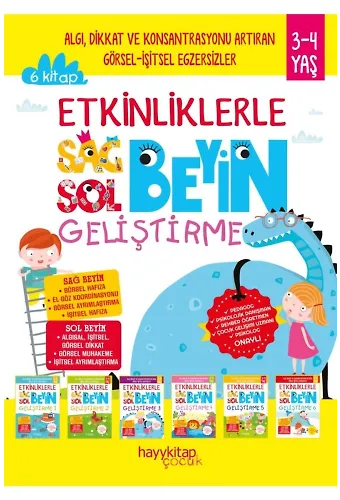 Etkinliklerle Sağ Beyin Sol Beyin Geliştirme (3-4 Yaş) 6’Lı Set