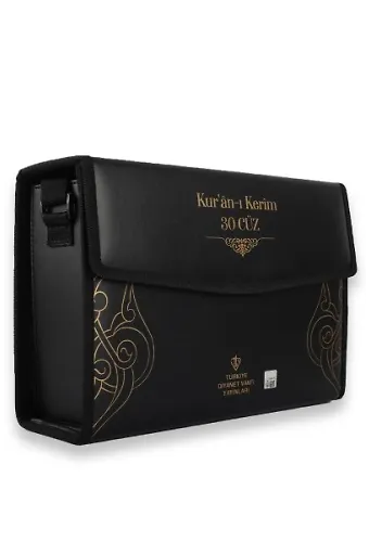Kuranı Kerim Rahle Boy 30 Cüz Siyah Çanta Kare Kodlu