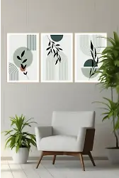 Canvas Çiçek Üçlü Mdf Tablo