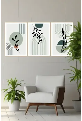 Canvas Çiçek Üçlü Mdf Tablo