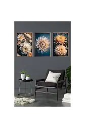 Çiçek 3d 3lü Mdf Tablo