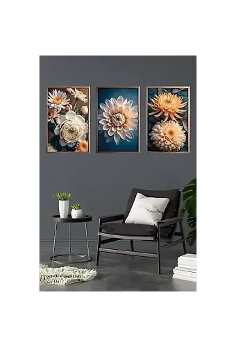 Çiçek 3d 3lü Mdf Tablo