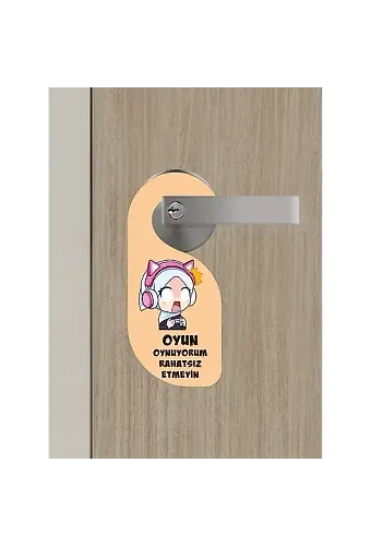 Oyun Oynuyorum Kız Kapı Askısı Kapı Uyarı Levhası