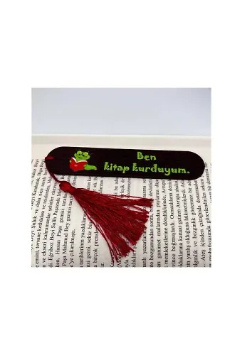 Resimli Püsküllü Kitap Ayraç - Ben Kitap Kurduyum